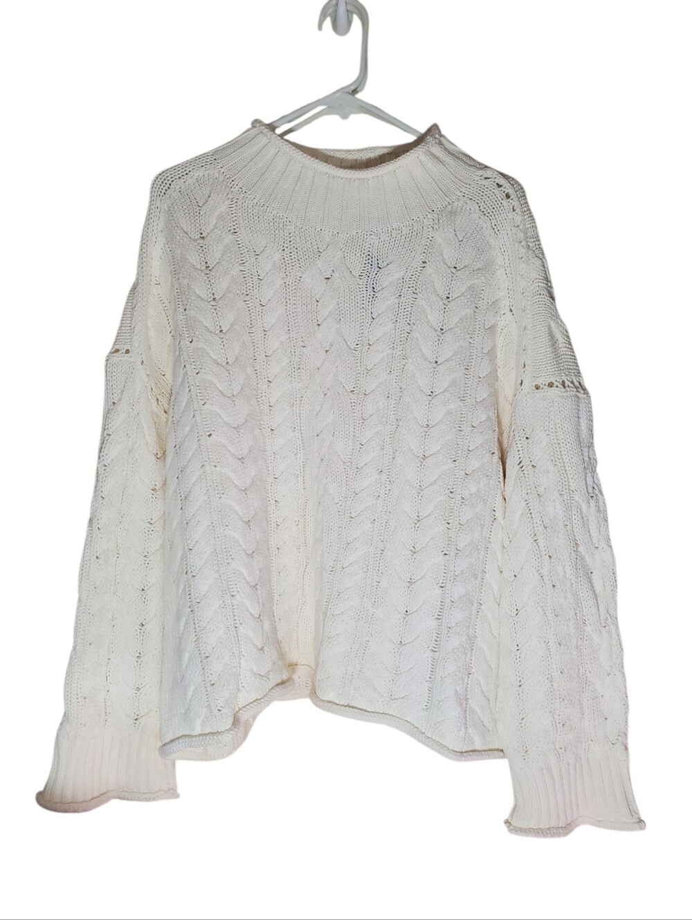 J.Crew 2025 Rollneck Cable Knit Sweater Ivory 100% Cotton - Picture 3 of 14